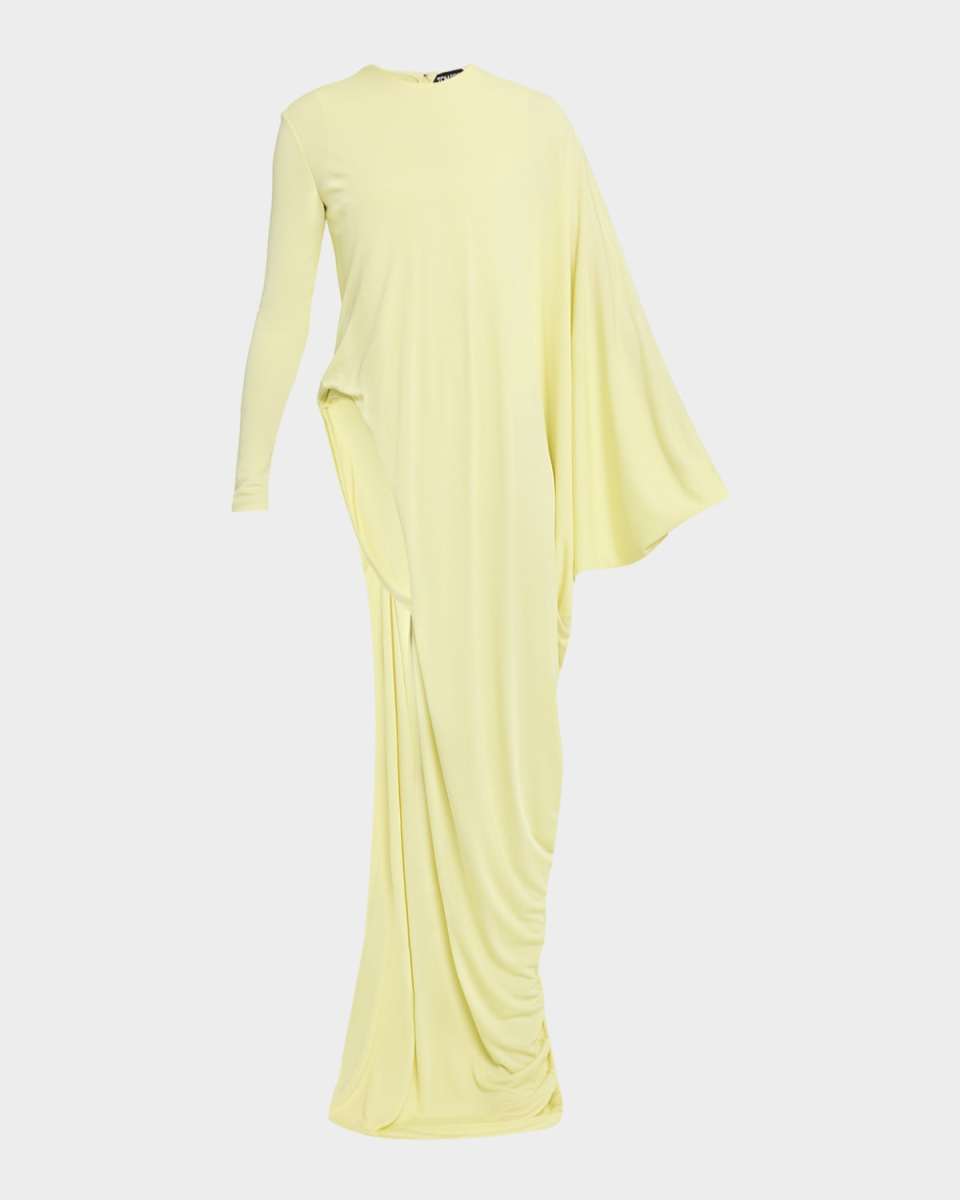 Draped Cutout Long-Sleeve Gow